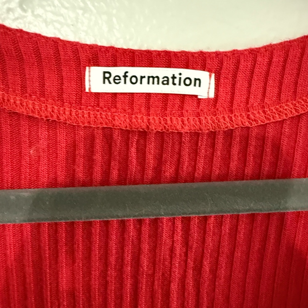 Reformation Cherry Red 🍒 “Nella“ Button Ribbed Top - NWOT - Picture 3 of 6